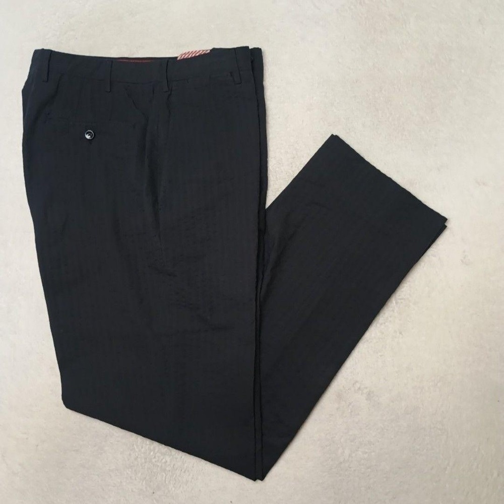 Zanella Pants Men 33x32 Blue Parker Slim Flat Front Cotton Dress Slacks Italy